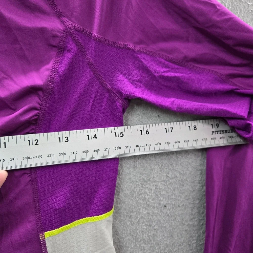 Lululemon Women Activewear Top 6 Purple Athletica Run Visibility Shirt Thumbhole